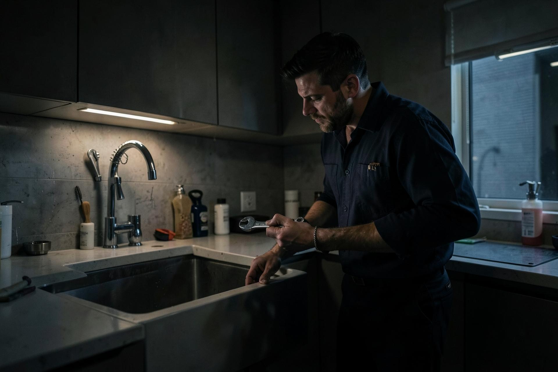 Licensed plumber repairing a kitchen sink in a Boulder home